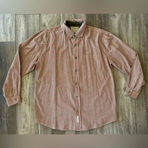 US Expedition Long Sleeve Button Down Shirt Size L Mens Casual Red Plaid Cotton